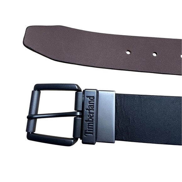 Timberland Mens Reversible Leather Belt With Metal Buckle Black/Brown - Picture 2 of 8